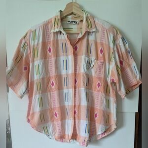 Vintage KZK Limited Large Colorful Geometric Pattern Shirt
